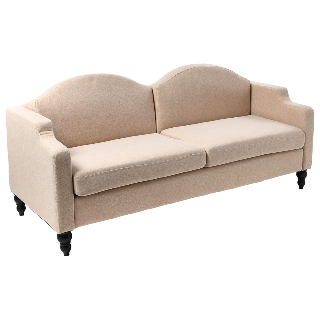 Creative Co-Op Washington Upholstered Camel Back Slope Arm Sofa