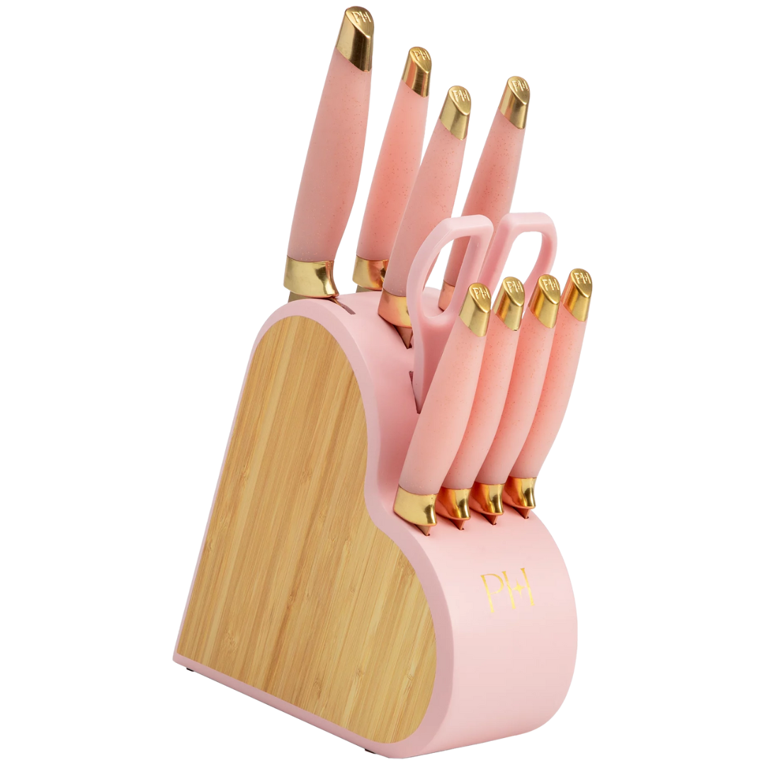 Paris Hilton 10-Piece Heart-Shaped Stainless Steel Knife Block Set