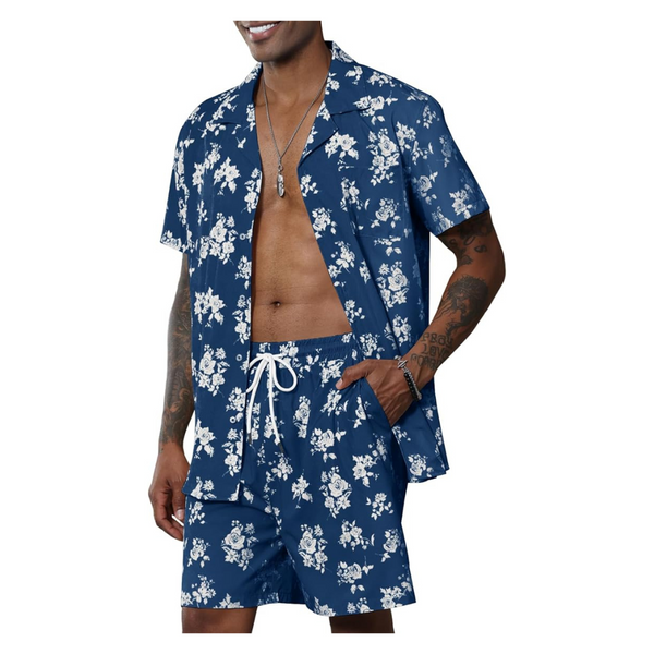 2-Piece Men's Floral Pattern Printed Tracksuits