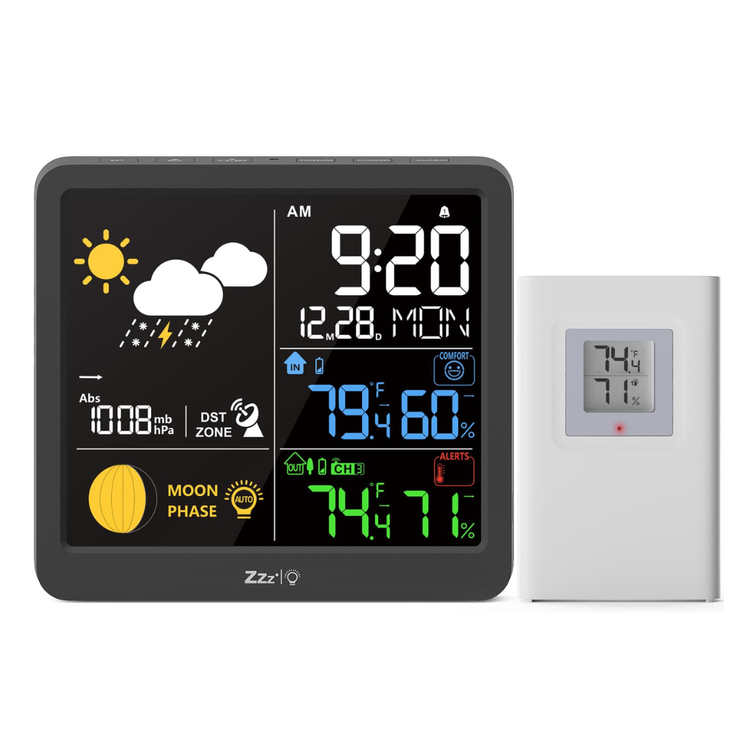 MeesMeek 6.69" LCD Wireless Sensor Weather Station With Alarm Function