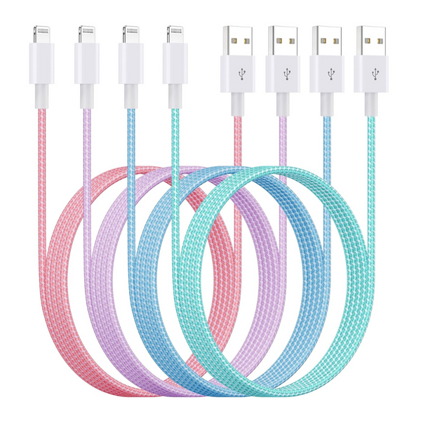 4-Pack Apple MFi Certified 6ft Fast Charging Lightning Cables (Various)