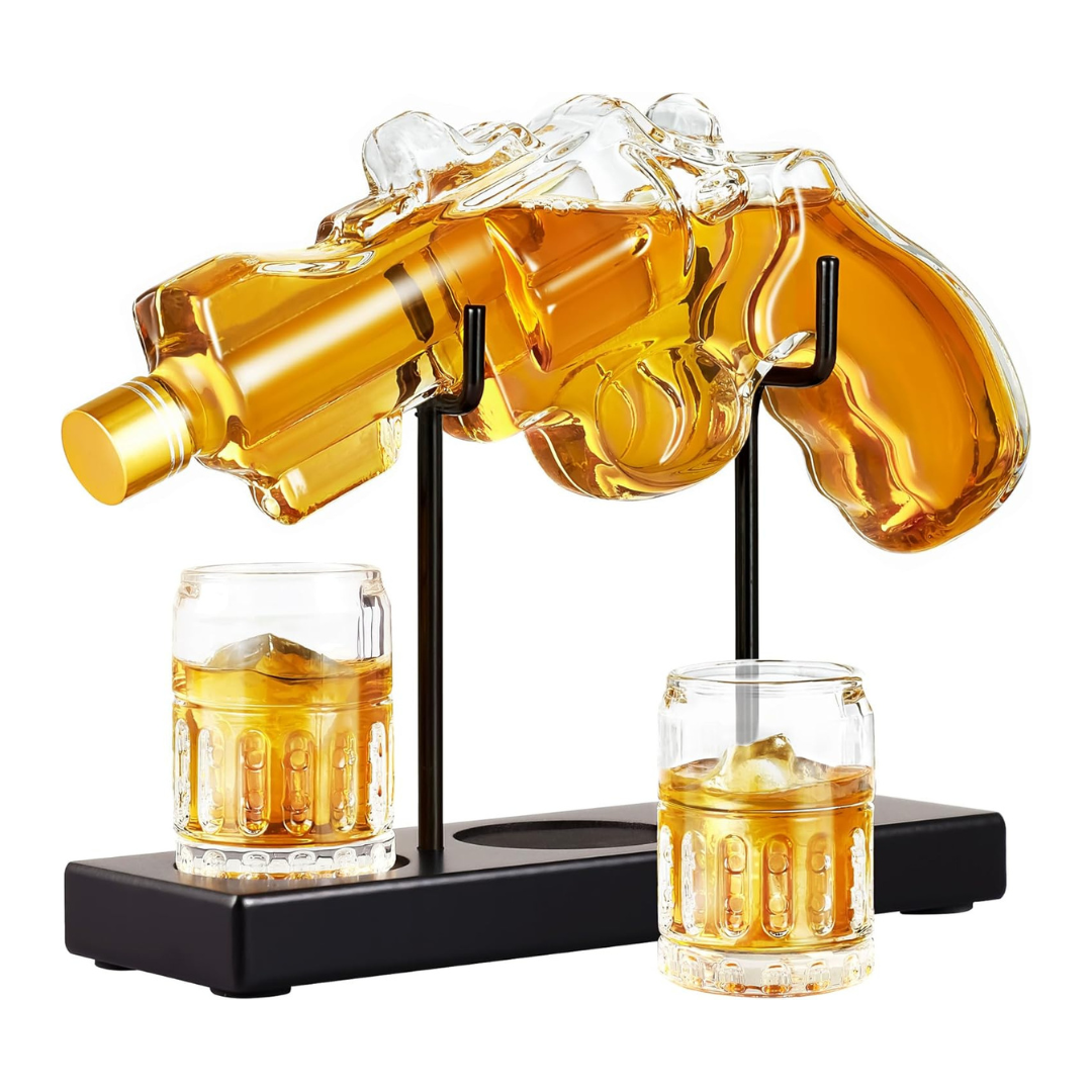 Unique Gun Whiskey Decanter Set With Shot Glass, 9 Oz