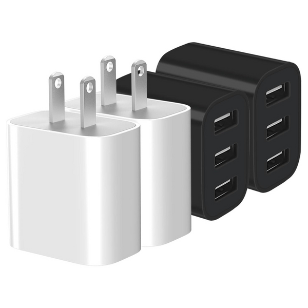 4-Pack 3-Port USB Type-A Charger Block Wall Adapter