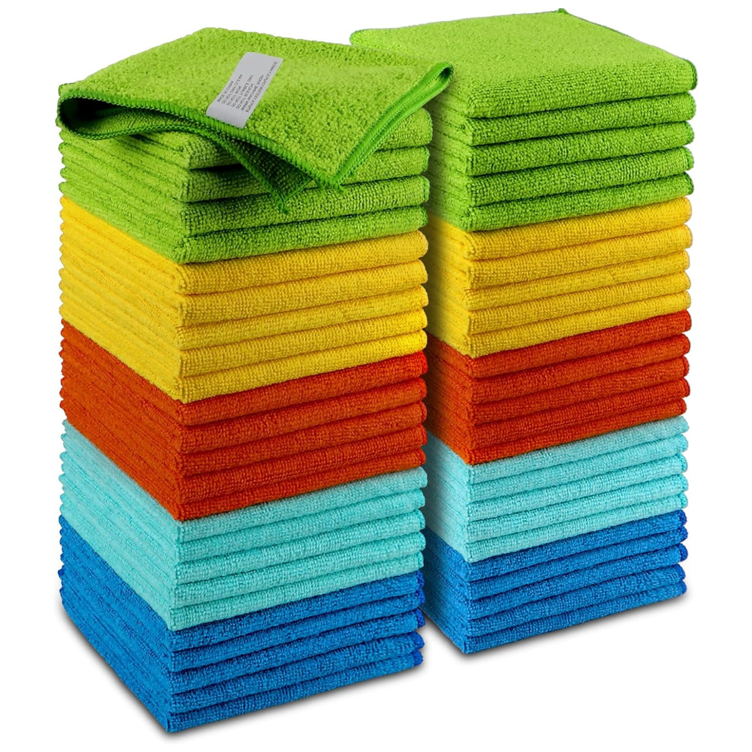 50-Pack Aidea 12" x 12" Microfiber All-Purpose Cleaning Cloths