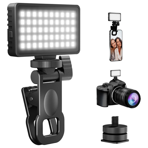 Rechargeable 50 LED Small Selfie Light With Metal Hot Shoe And Clip