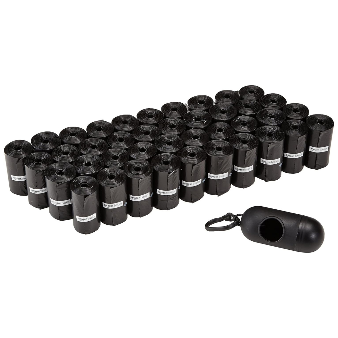 600-Count Amazon Basics Unscented Dog Poop Bags W/ Dispenser & Clip