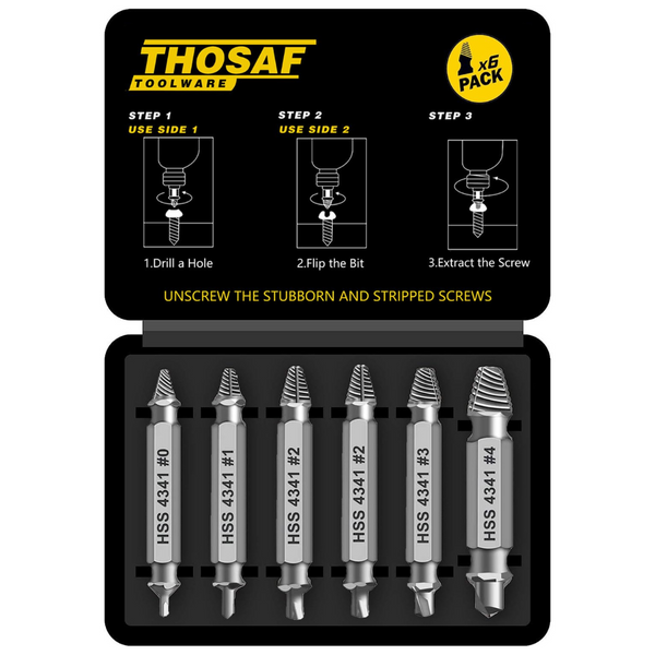 6-Piece Thosaf Damaged Screw Extractor Set