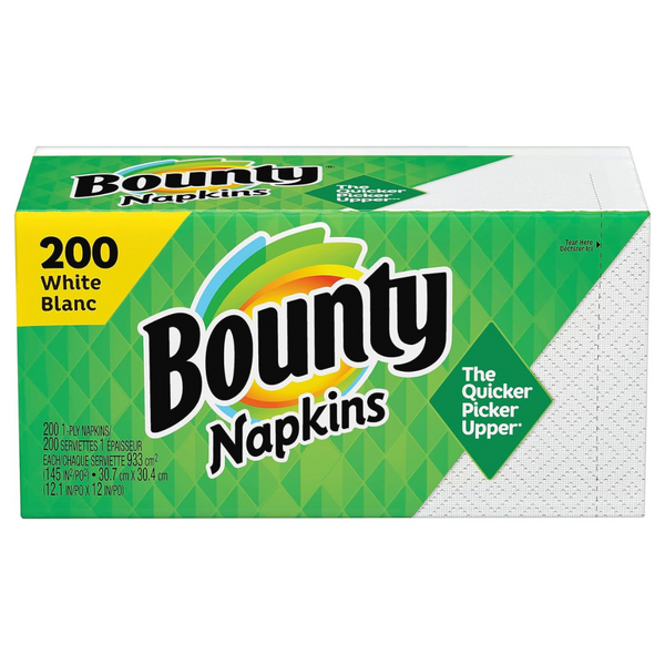 Bounty Paper Napkins, White (200 Sheets Per Pack)