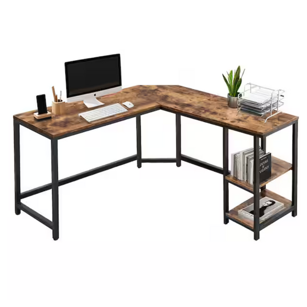 Veikous 53.5" W Industrial L-Shaped Computer Writing Corner Desk