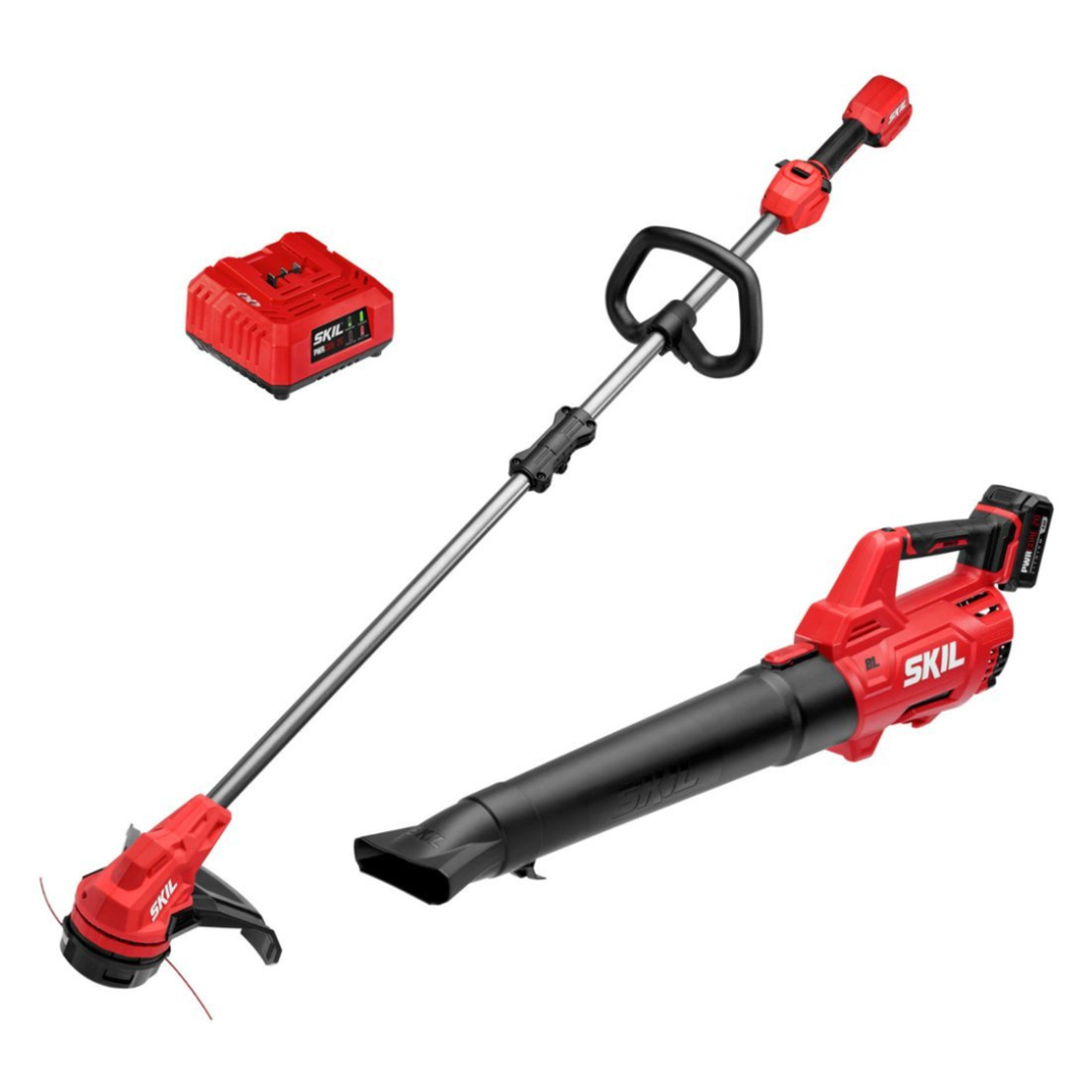 SKIL PWR CORE 20 Brushless 13" String Trimmer & 400 CFM Leaf Blower Kit