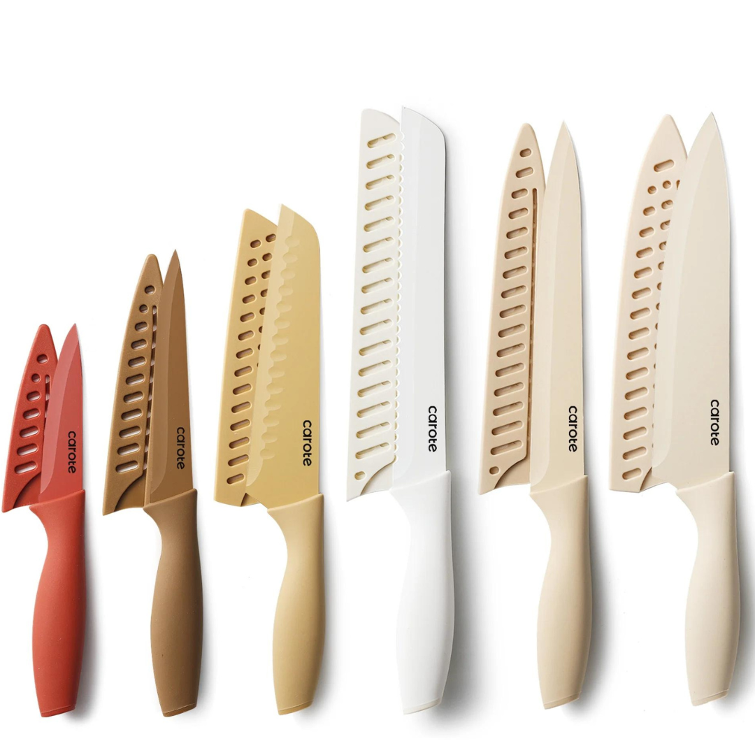 12-Piece Ceramic Coating Stainless Steel Kitchen Knife Set (3 Colors)