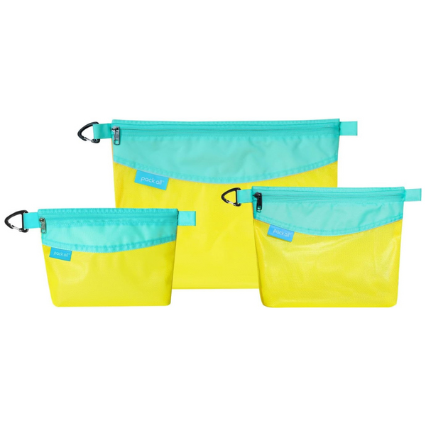 3-Piece Pack all Water-resistant Material Mesh Zipper Pouch Set