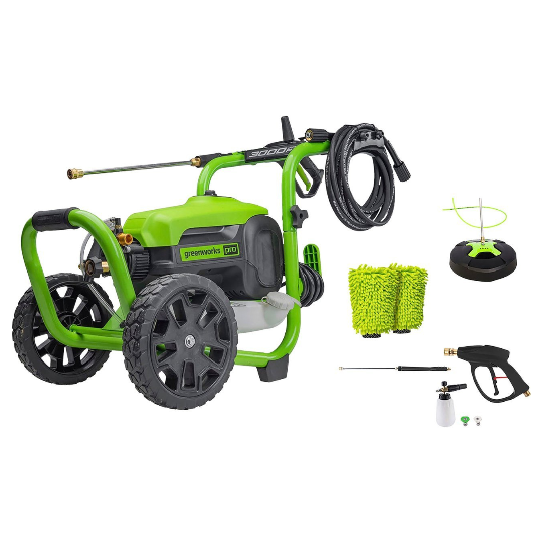 Greenworks Electric Pressure Washer up to 3000 PSI at 2.0 GPM Combo Kit