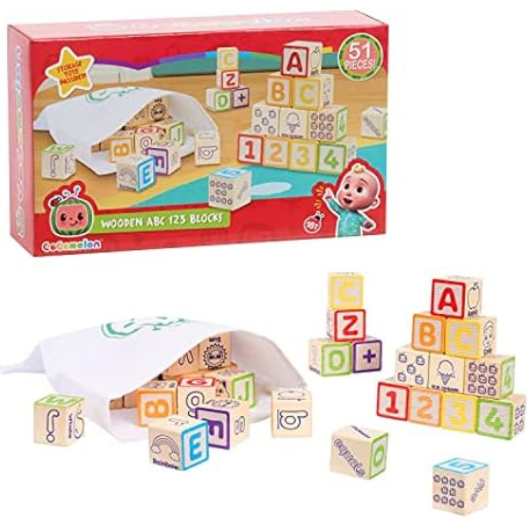 51-Piece CoComelon Classic ABC Wooden Block Set