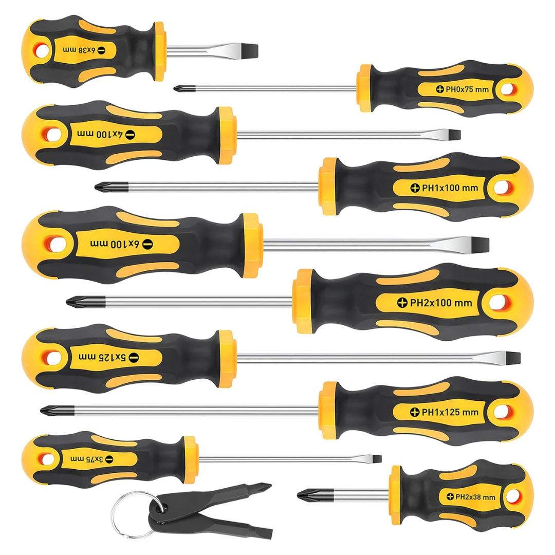 10-Piece Amartisan Magnetic 5 Phillips & 5 Slotted Tips Screwdrivers Set