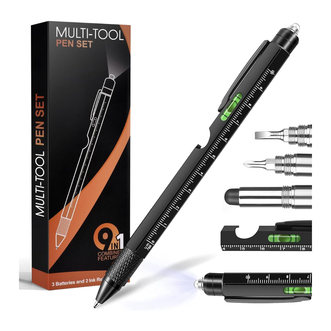 9-In-1 Multi Tool Pen Cool Gadgets Included LED Flashlight