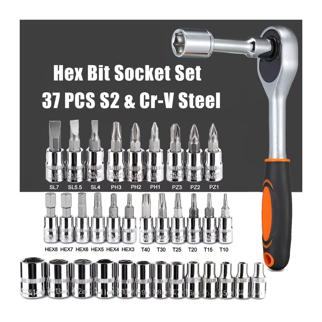 46-Piece Niuxiang Drive Socket Set 1/4" Ratchet Wrench Set