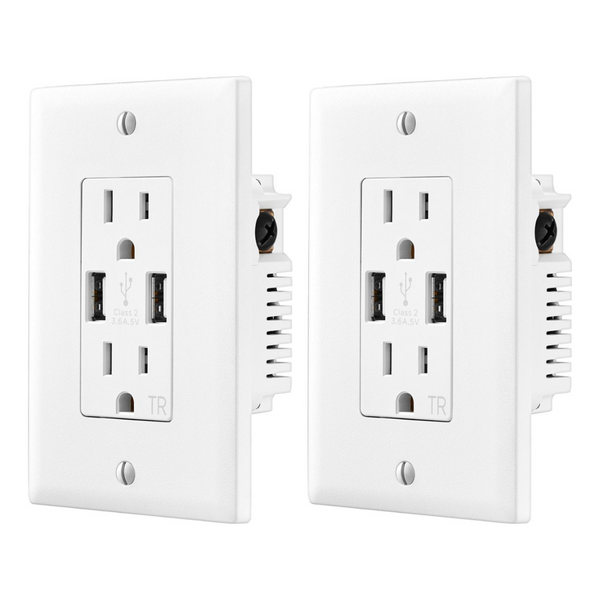 2-Pack Insignia 2-Outlet In-Wall Outlet With 2 USB Ports