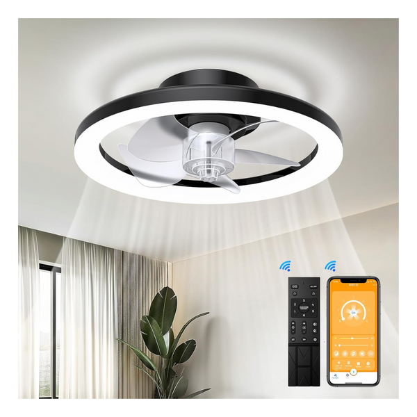 Low Profile 6 Wind Speeds Modern Smart Ceiling Fan With Light