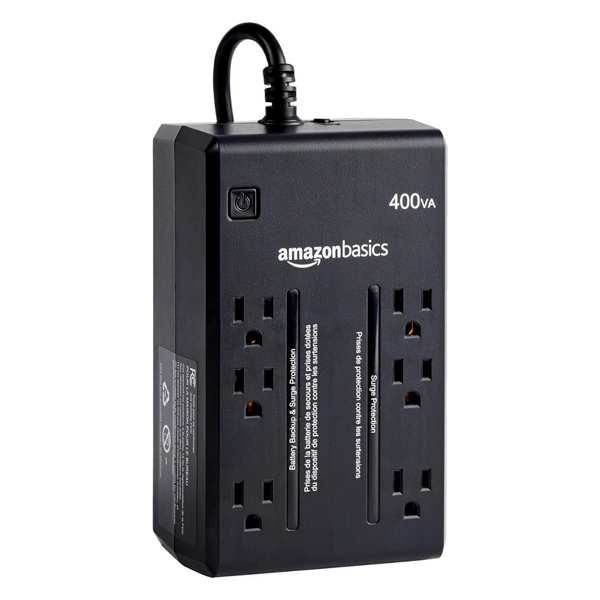 Amazon Basics 6-Outlets Standby UPS 400VA 255W Surge Protector & Battery Backup