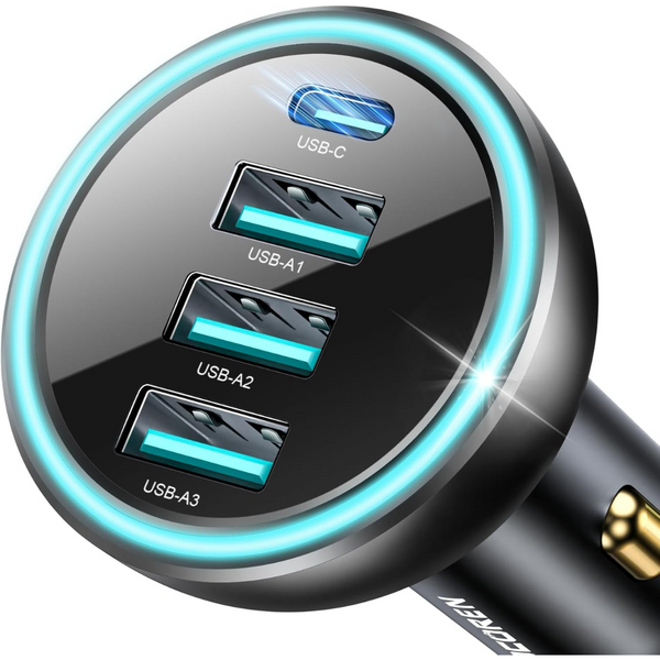 Rocoren 55W 4-Port USB-C & USB-A Car Charger