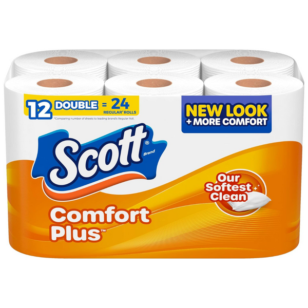 12-Count Scott ComfortPlus 1-Ply Double Roll Toilet Paper