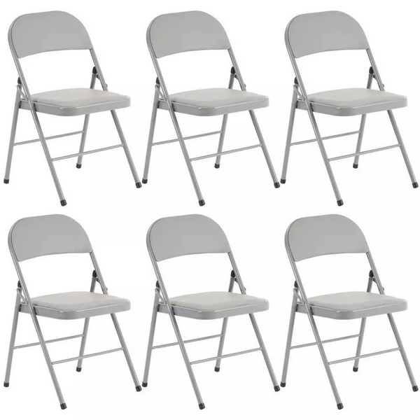 6-Pack Heavy Duty Vinyl Padded Seat Metal Folding Chairs (Gray)