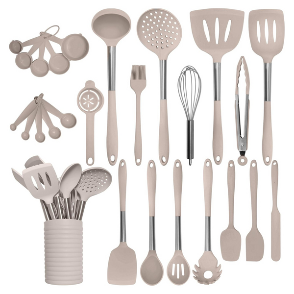 26-Piece Silicone Kitchen Stainless Steel Cooking Utensils Set