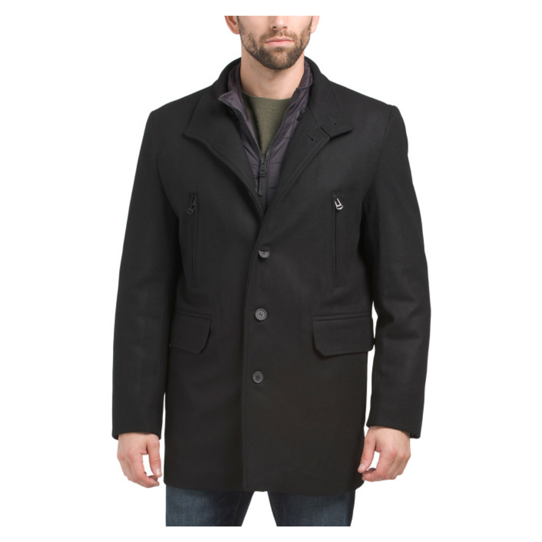 COLE HAAN Melton Wool Blend 3-In-1 Topper Jacket