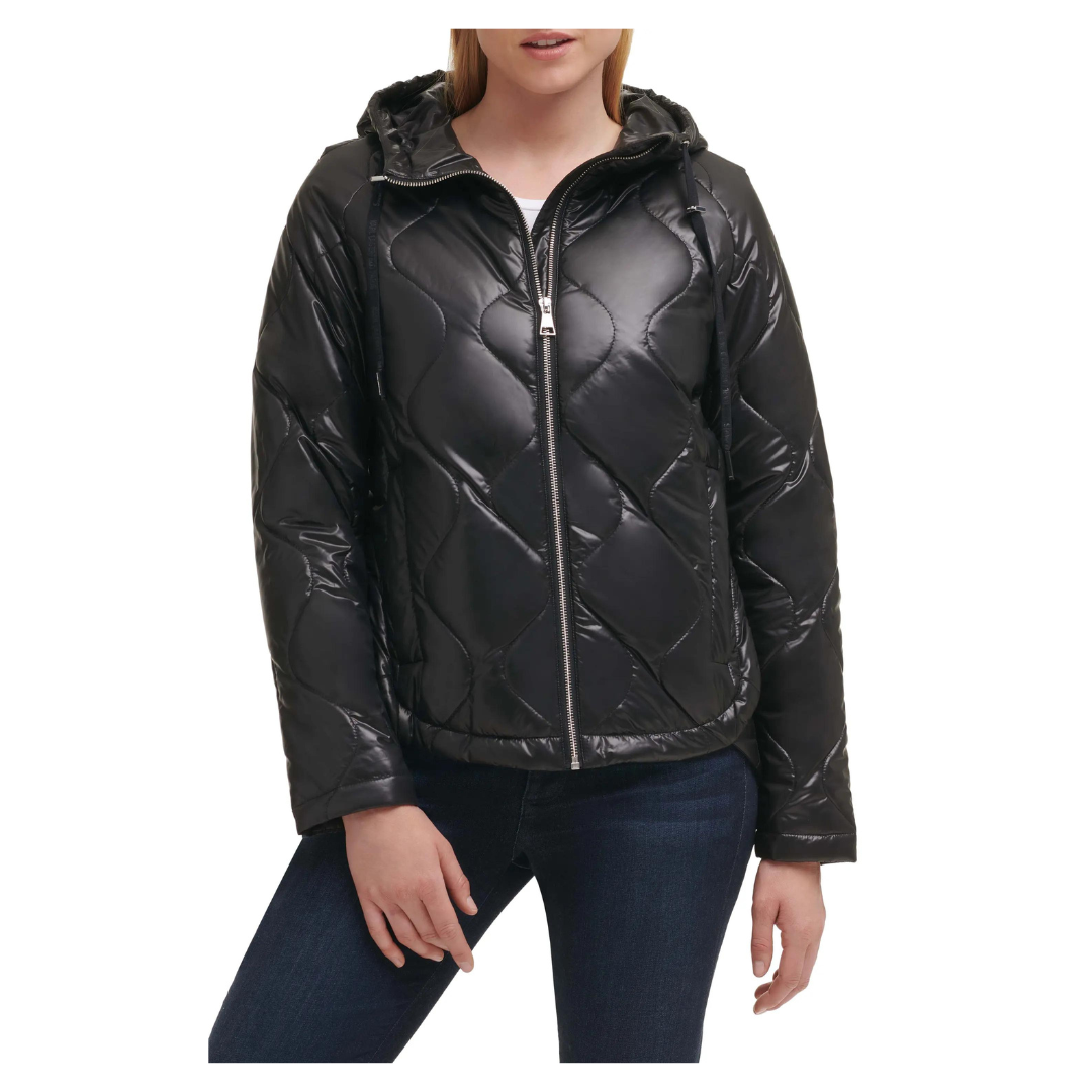 Karl Lagerfeld Water-Resistant Hooded Quilted Jacket