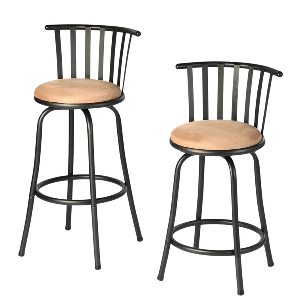 Set Of 2 Upholstered Swivel Bar Stools