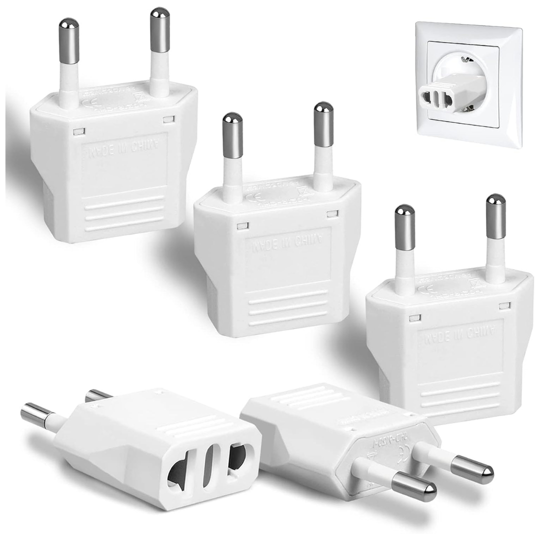 6-Pack Type C European Outlet Wall Plug Adapter