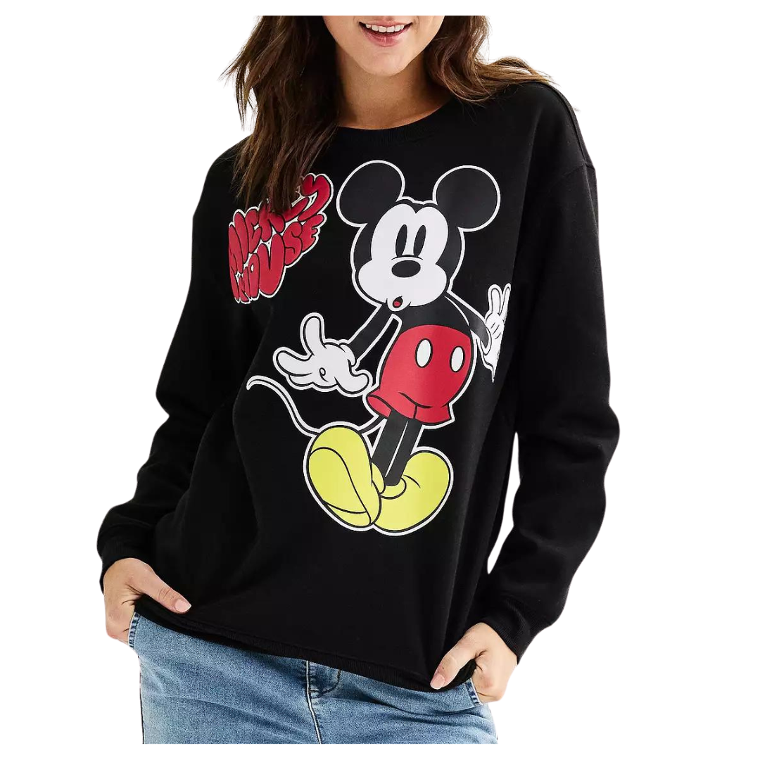 Disney's Mickey Mouse Juniors Crewneck Graphic Pullover