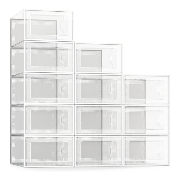 12-Pack See Spring Large Clear Plastic Stackable Shoe Organizer