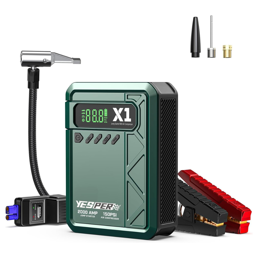 Yesper Car Jump Starter W/ Air Compressor & Portable Battery