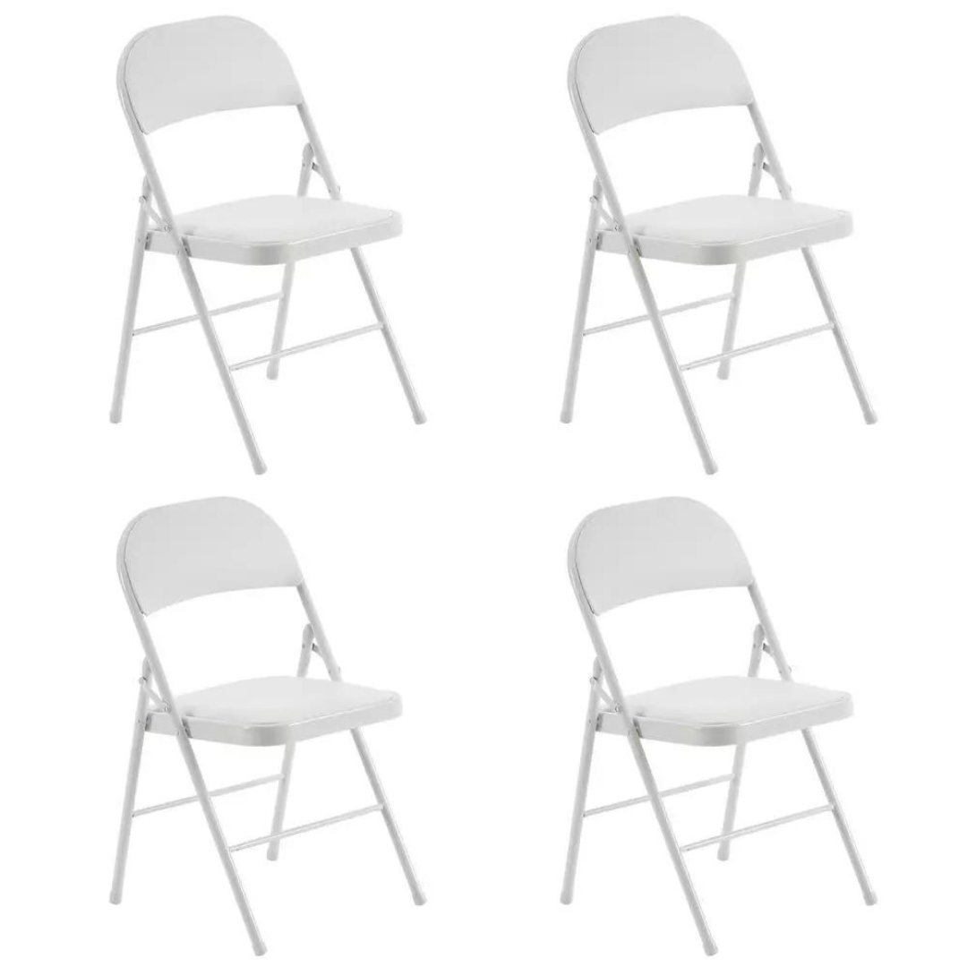 4-Pack FCH Metal Stackable Folding Chairs (White)