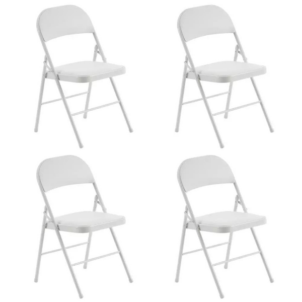 4-Pack FCH Metal Stackable Folding Chairs (White)