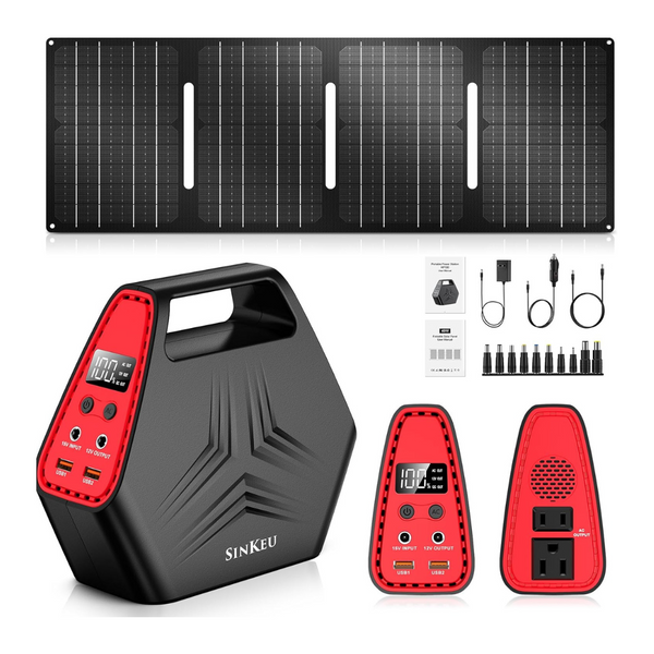 Sinkeu 146Wh Portable Solar Generator With 40W Foldable Panels