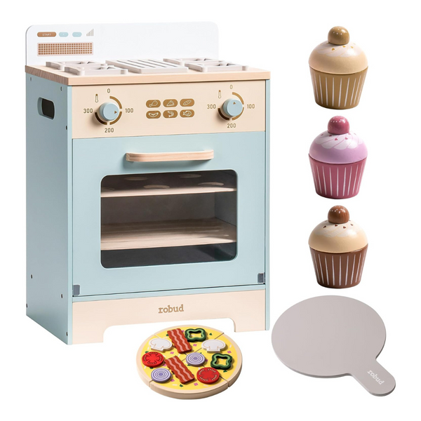 ROBOTIME Wooden Toy Kitchen Oven Playset