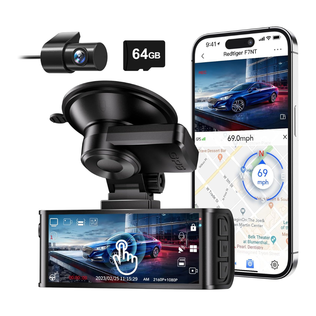 Redtiger 4K Touchscreen Front And Rear Dash Camera