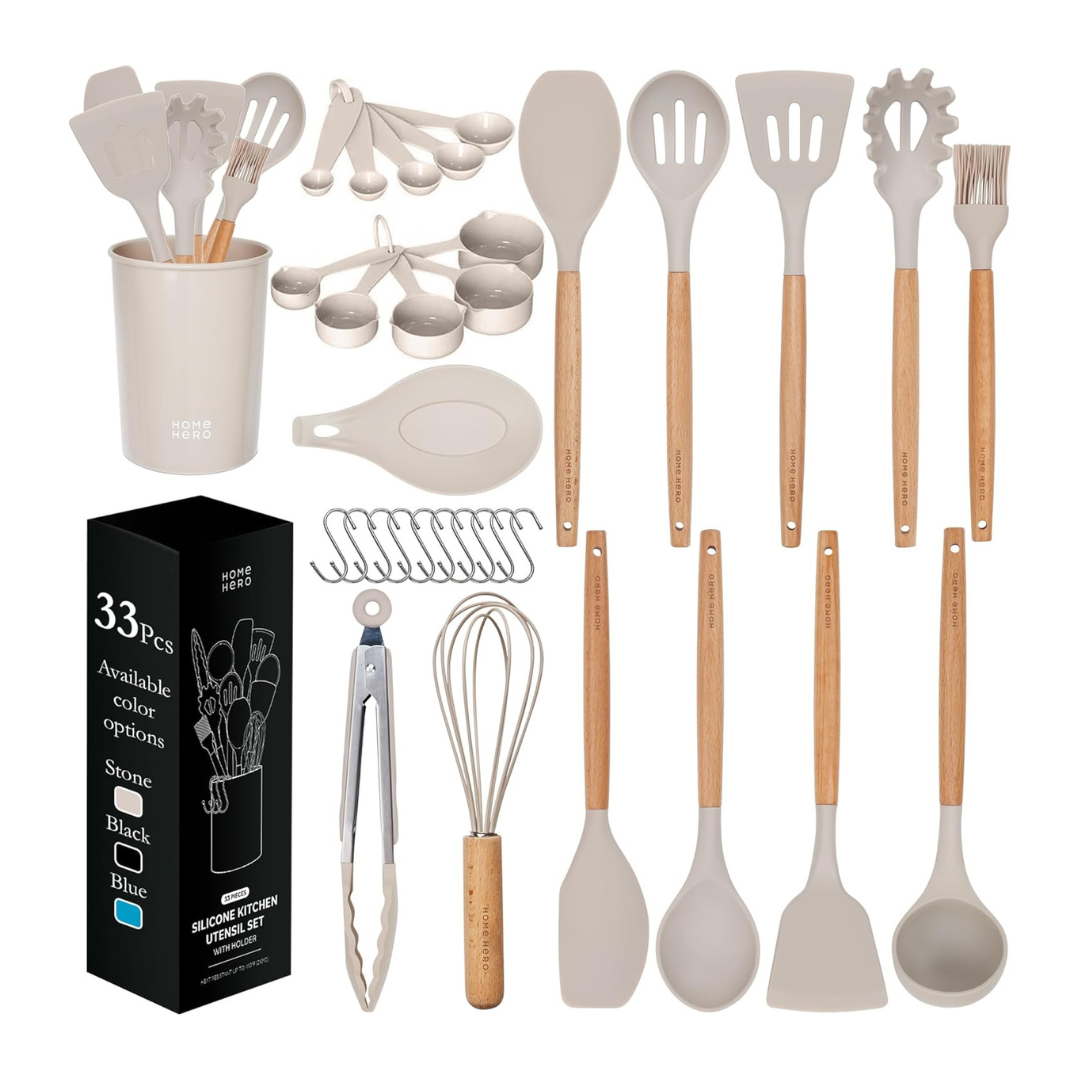 33-Piece Home Hero All In One Silicone Kitchen Utensils Set