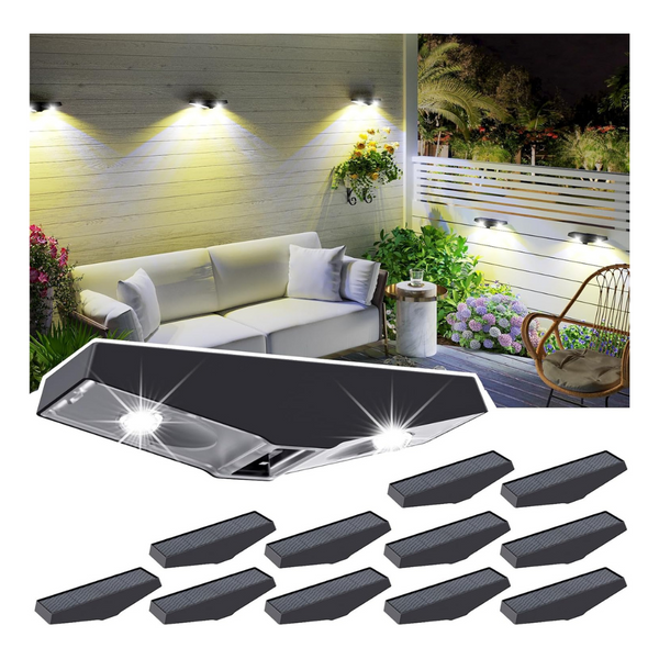 12-Pack Waterproof LED Solar Powered Fence Outdoor Lights