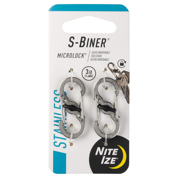 2-Pack Nite Ize S-Biner Stainless Steel MicroLock Key Holder