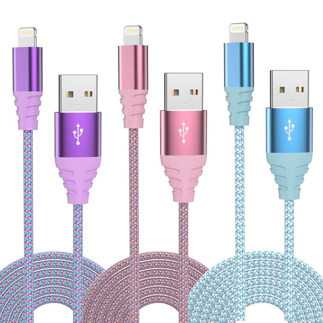 3-Pack 6ft Apple MFi Certified Nylon Braided Fast Charging Cables