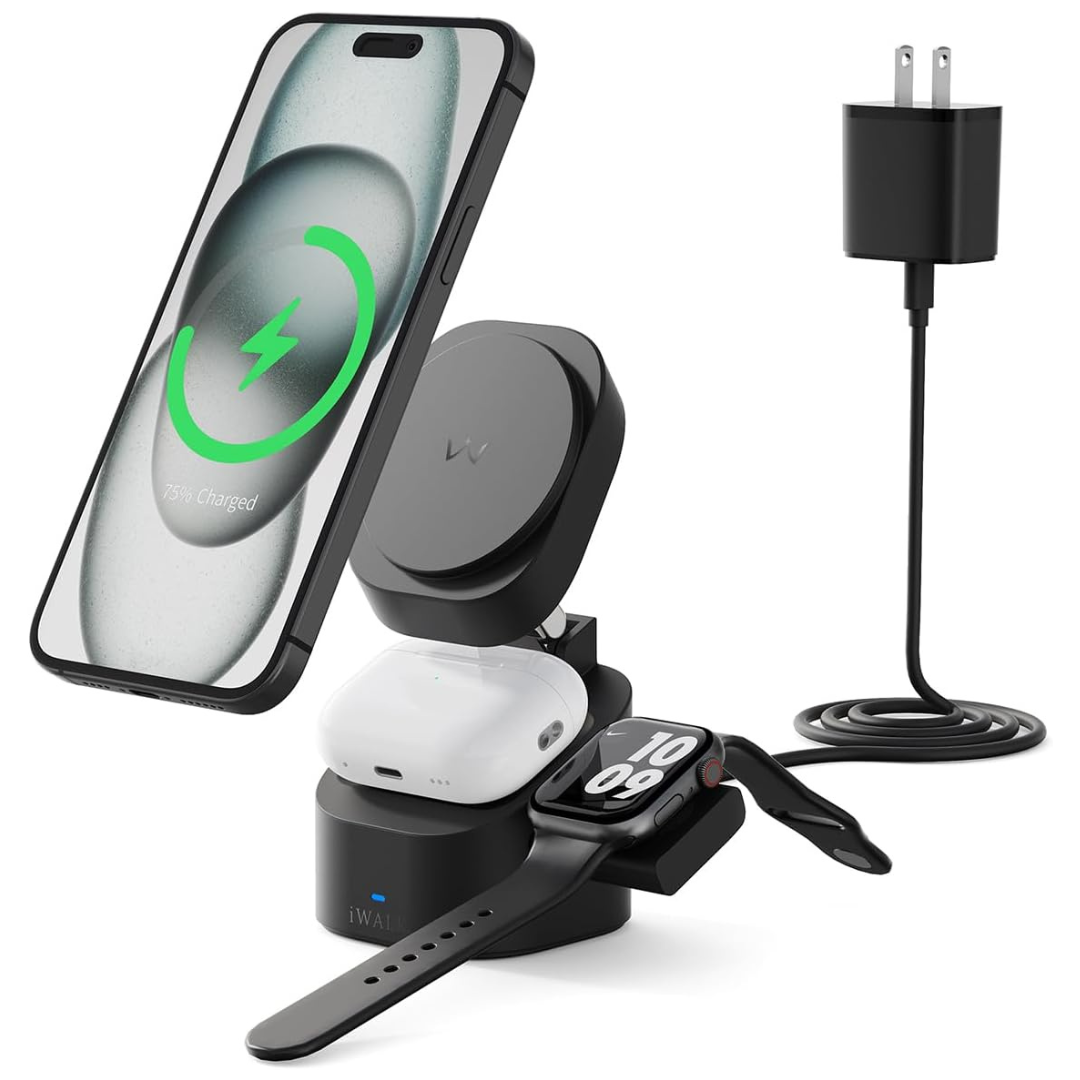 3 In 1 iWALK 15W Foldable Wireless Charging Station (2 Colors)