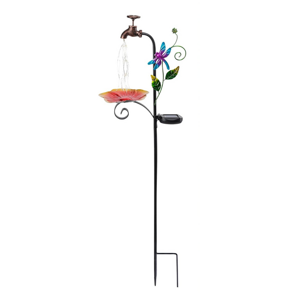 Decorative Solar Dragonfly Lights with Bird Feeder