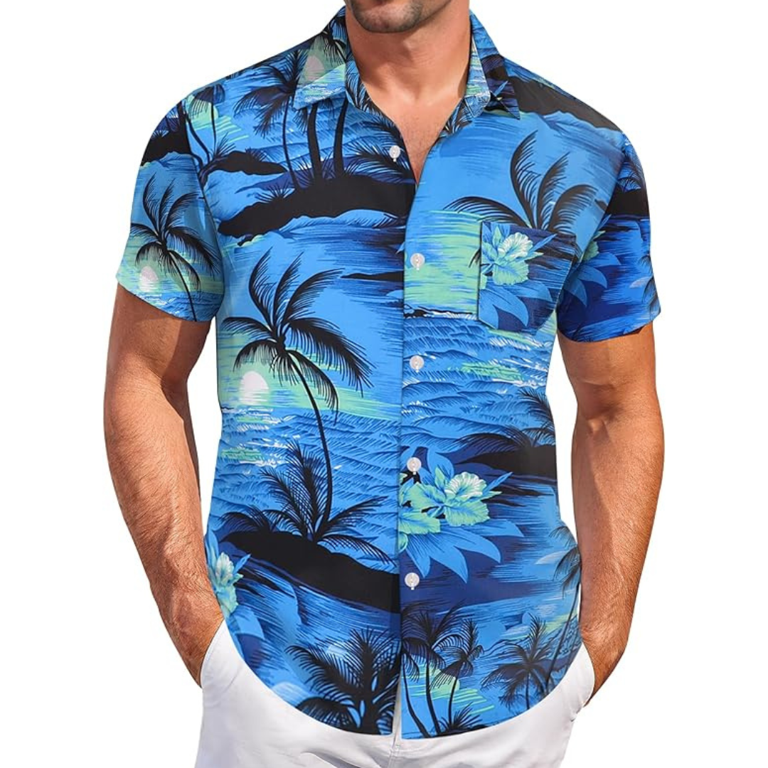 Men's Floral Printed Casual Short Sleeves Hawaiian Shirt