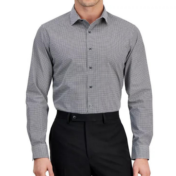 Alfani Men's Slim Fit Houndstooth Dress Shirt (Black White)