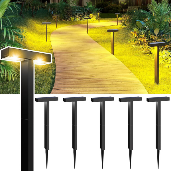 6-Pack Kinkai T Shape Solar Lights Outdoor Waterproof Solar Pathway Lights