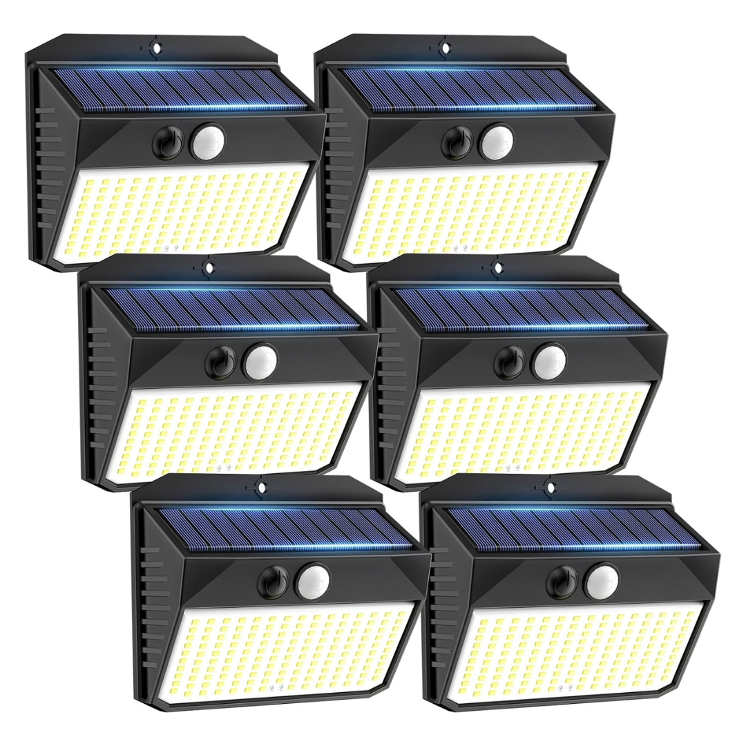 6-Pack Sezac IP65 Waterproof Outdoor 150 LED Solar Motion Lights